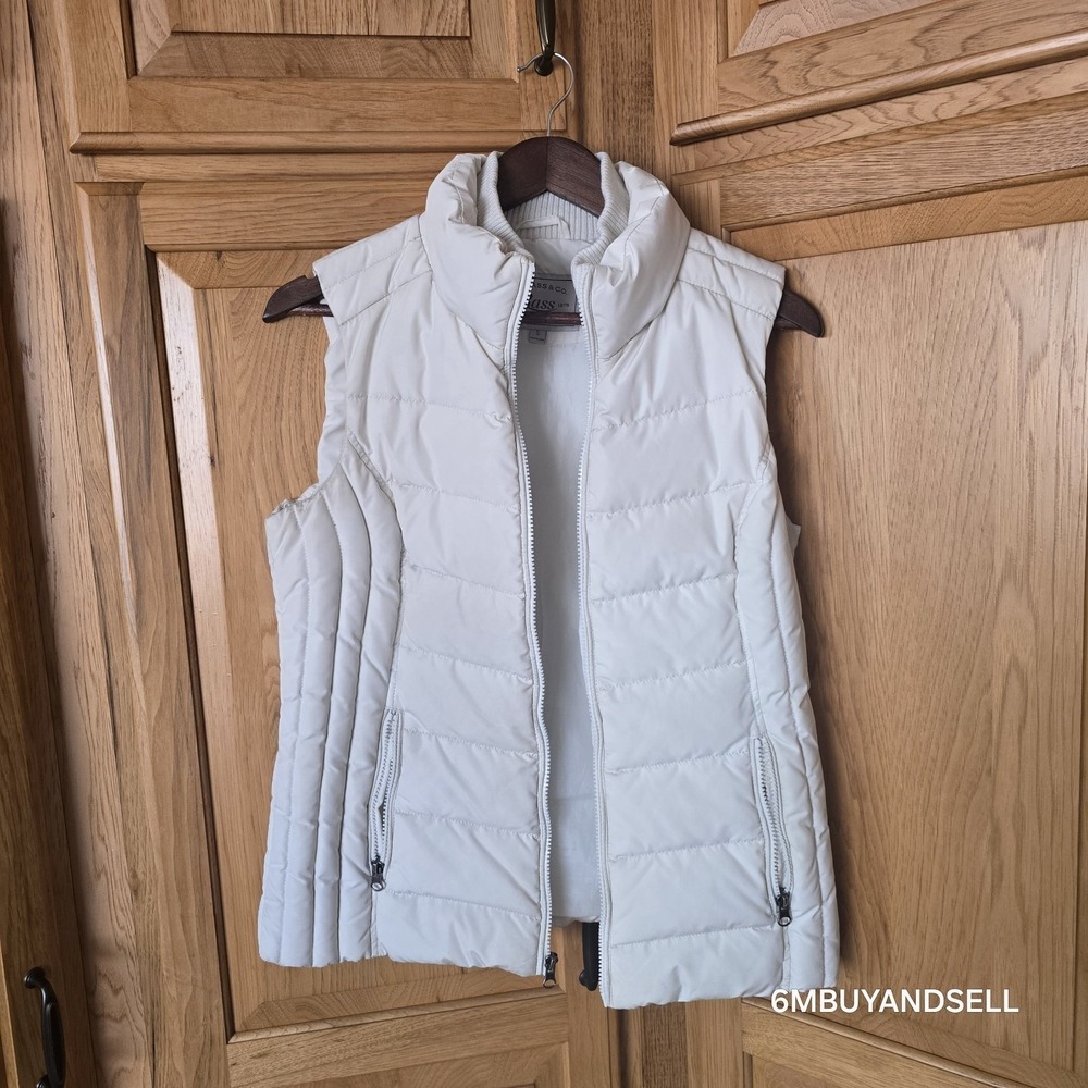 GH Bass & Co‎ Womens Puffer Vest Cream Down Feather Fill GHAW7836 Gardenia Small